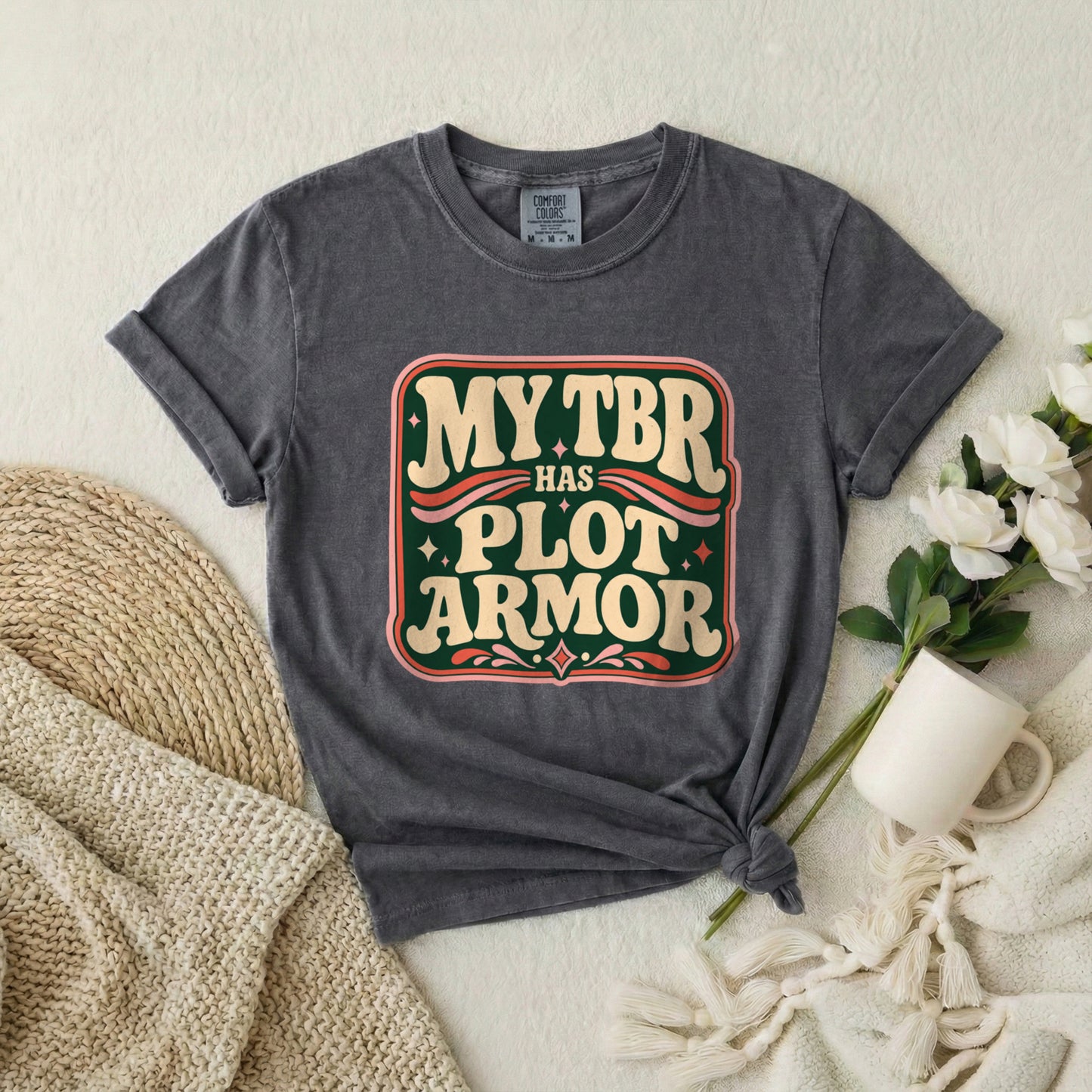 My TBR Has Plot Armor T-Shirt — Funny Book Lover Graphic Tee