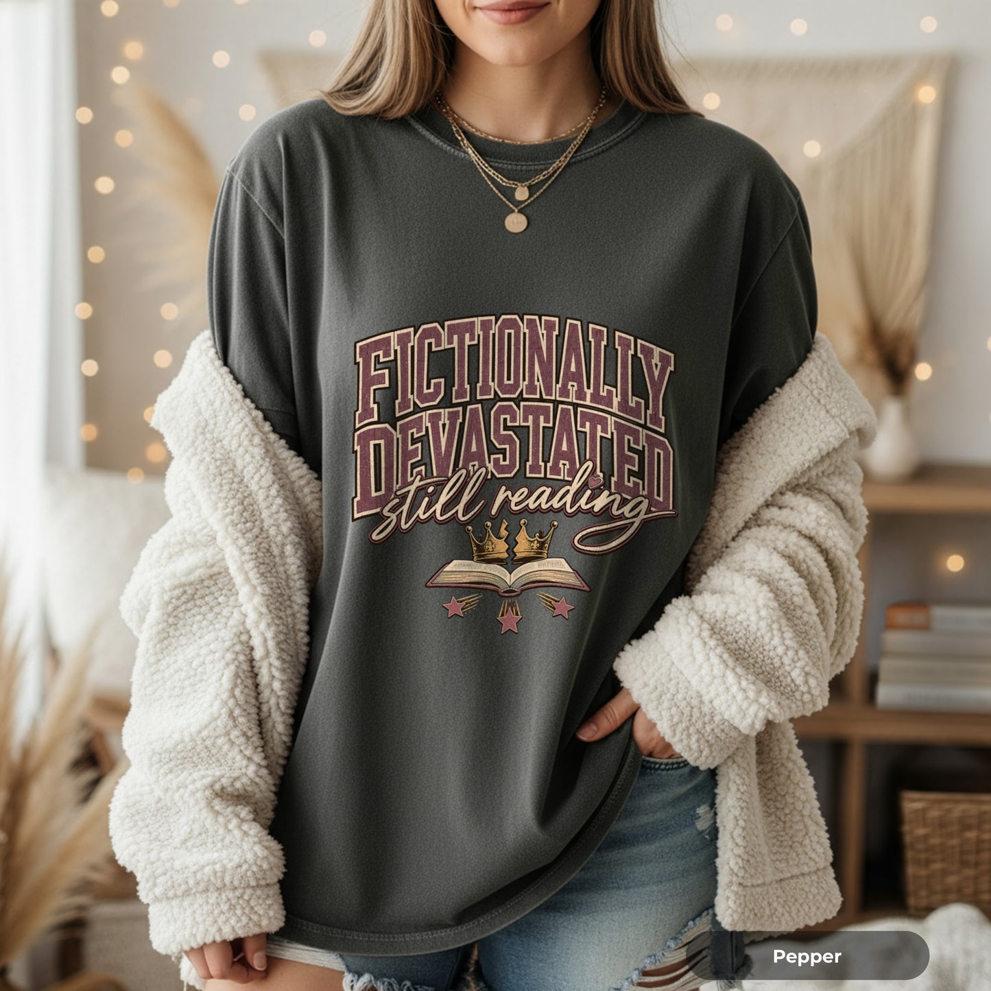 Fictionally Devastated Still Reading T-Shirt — Book Lover Graphic Tee