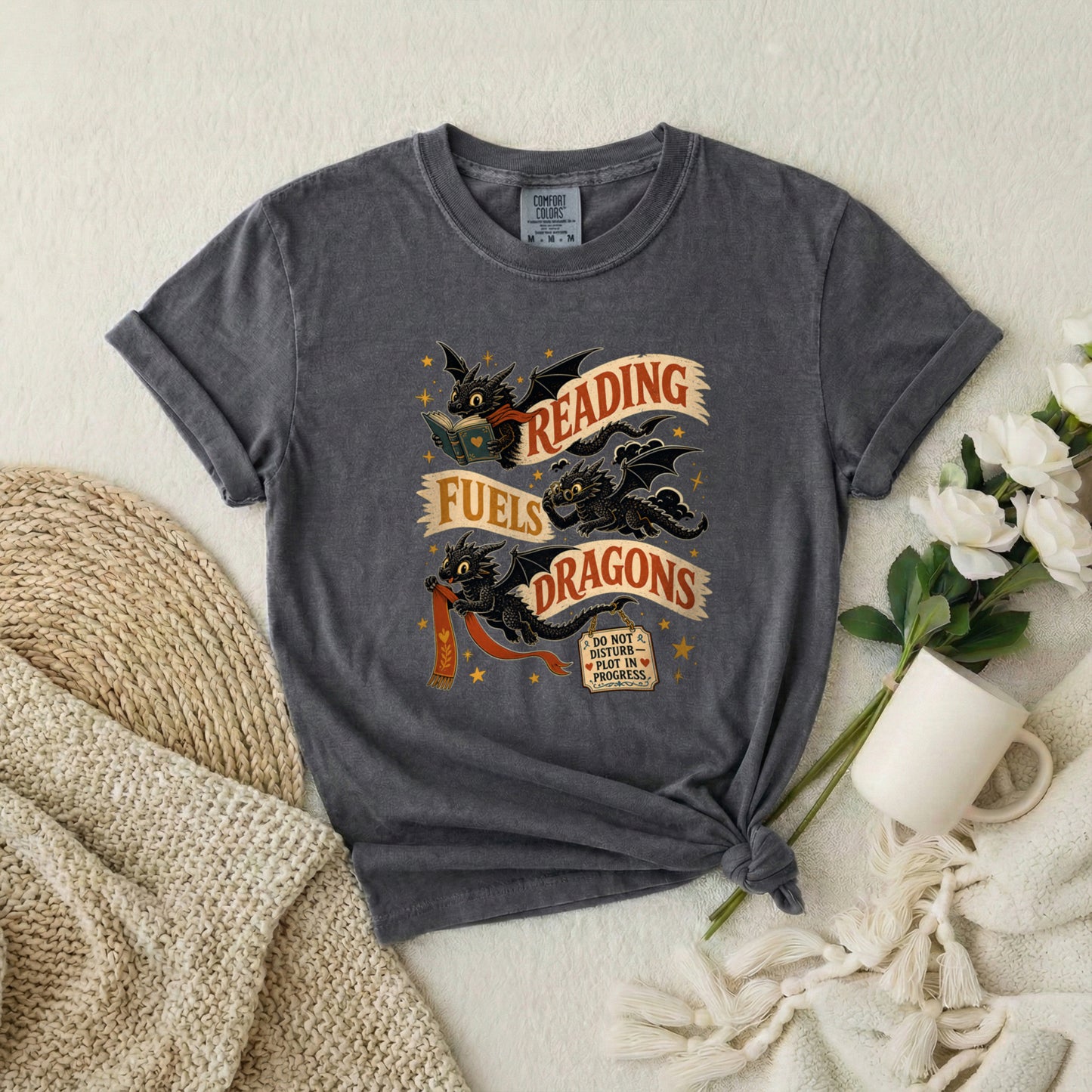 Reading Fuels Dragons T-Shirt — Fantasy Book Lover Tee