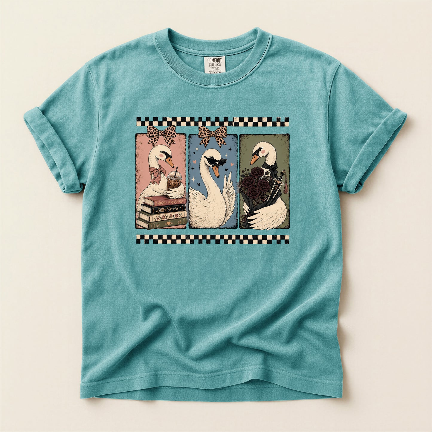 Swan Three-Panel Graphic Tee — Vintage Swan Art T-Shirt