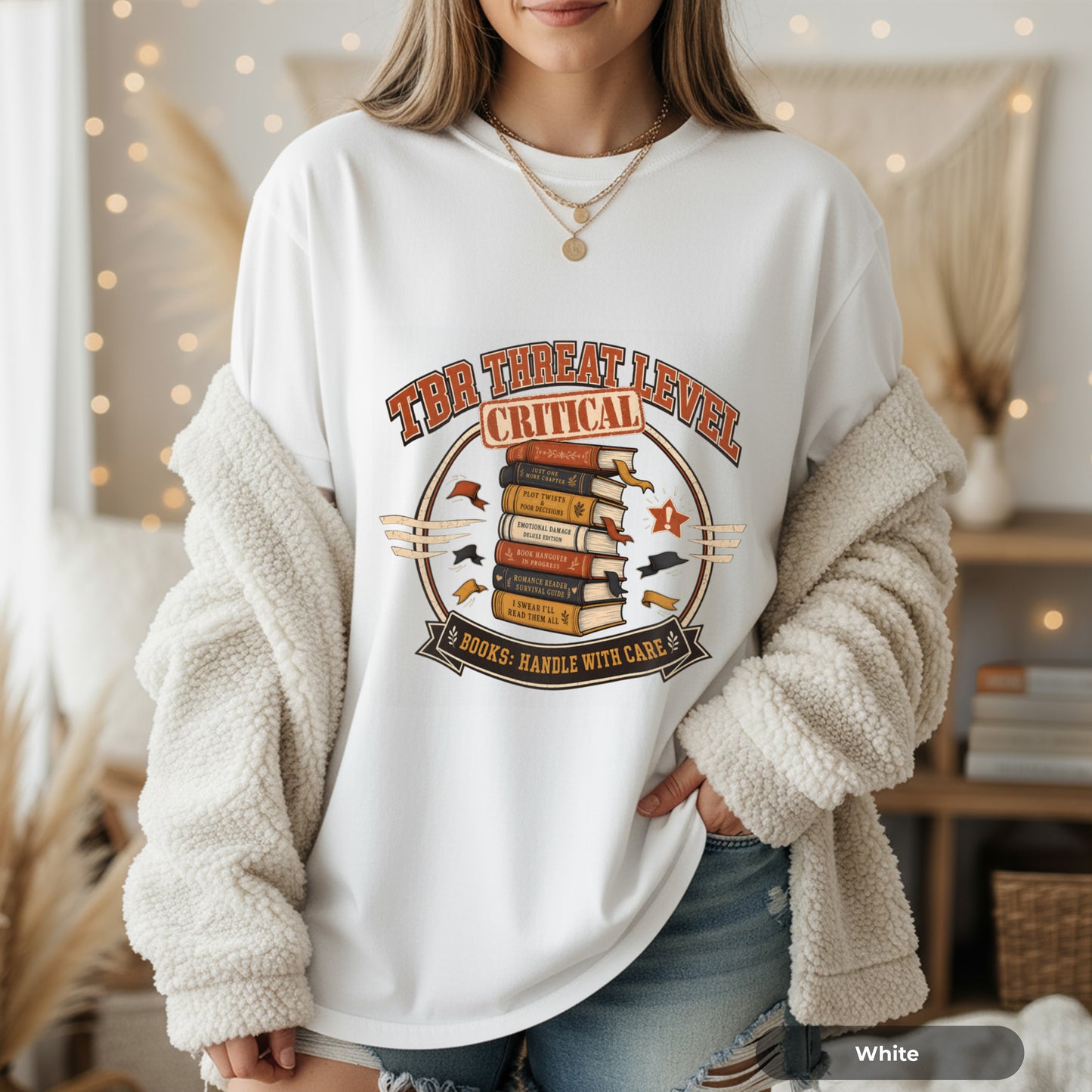Critical Threat Level Book Lover T-Shirt — "Books: Handle With Care"