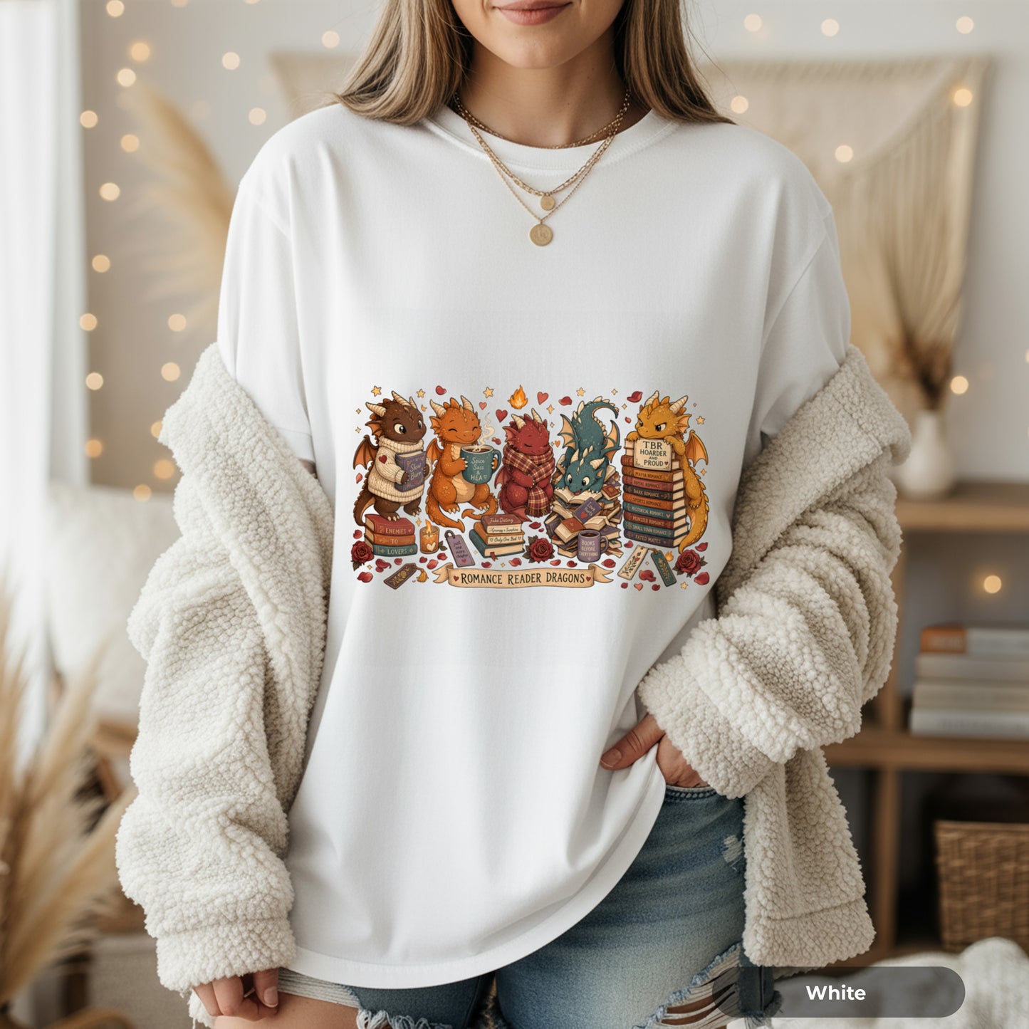Dragon Book Club T‑Shirt — Cute Reading Dragons Illustration