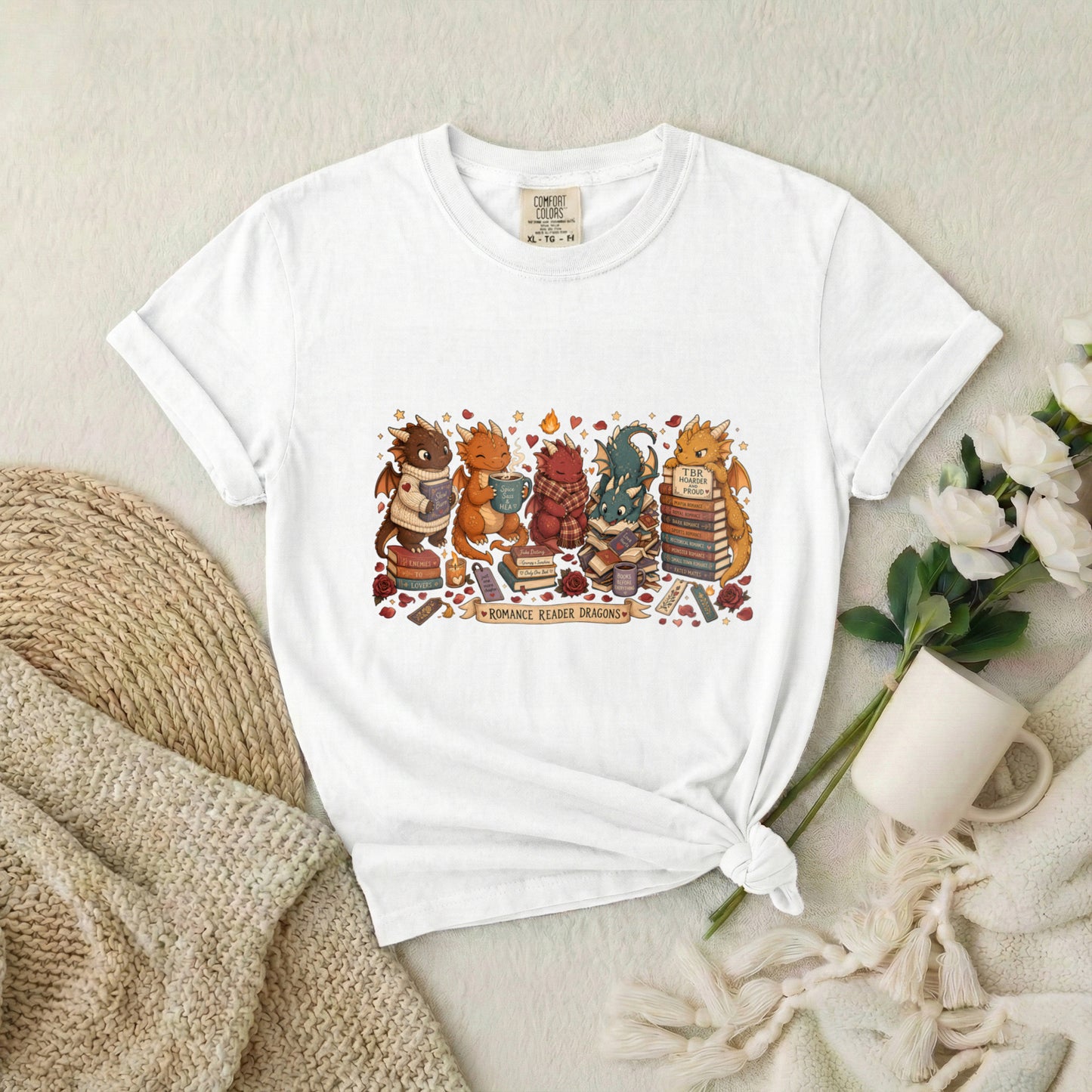 Dragon Book Club T‑Shirt — Cute Reading Dragons Illustration