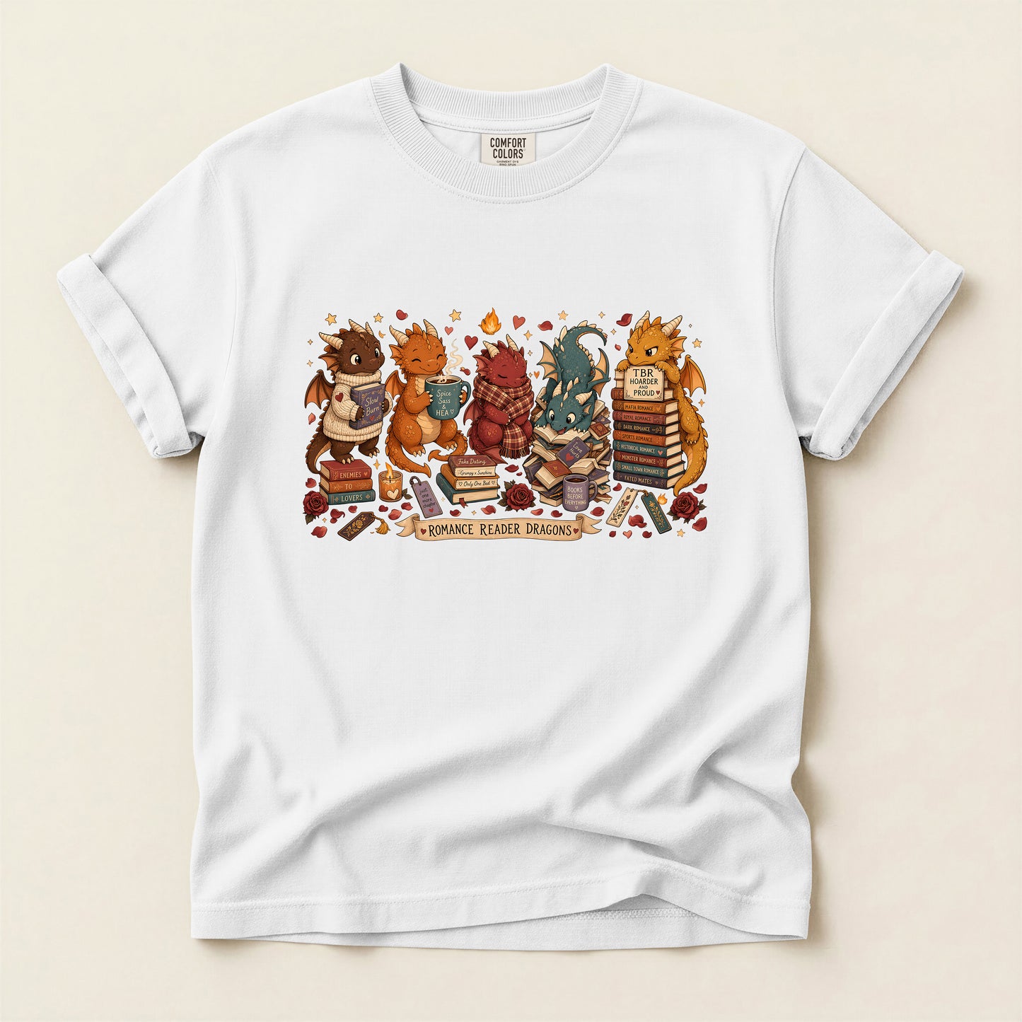 Dragon Book Club T‑Shirt — Cute Reading Dragons Illustration