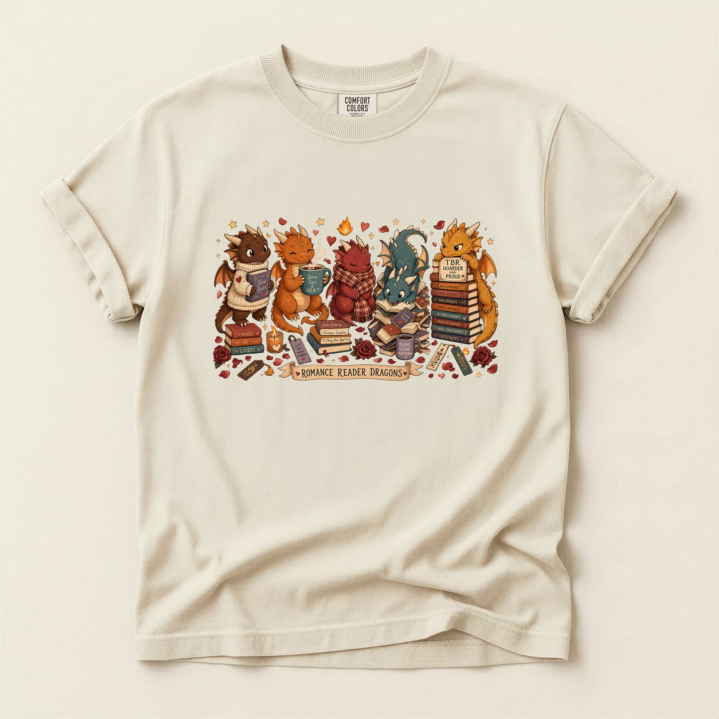 Dragon Book Club T‑Shirt — Cute Reading Dragons Illustration