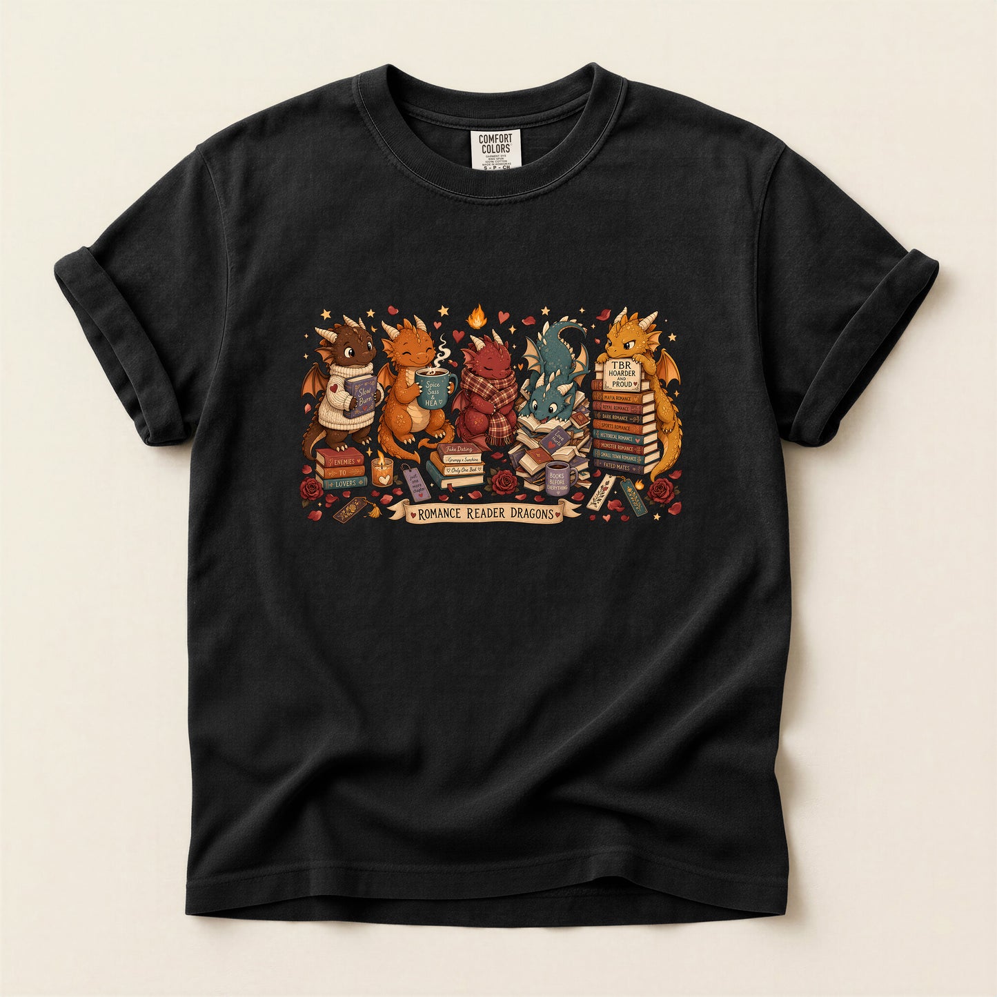 Dragon Book Club T‑Shirt — Cute Reading Dragons Illustration