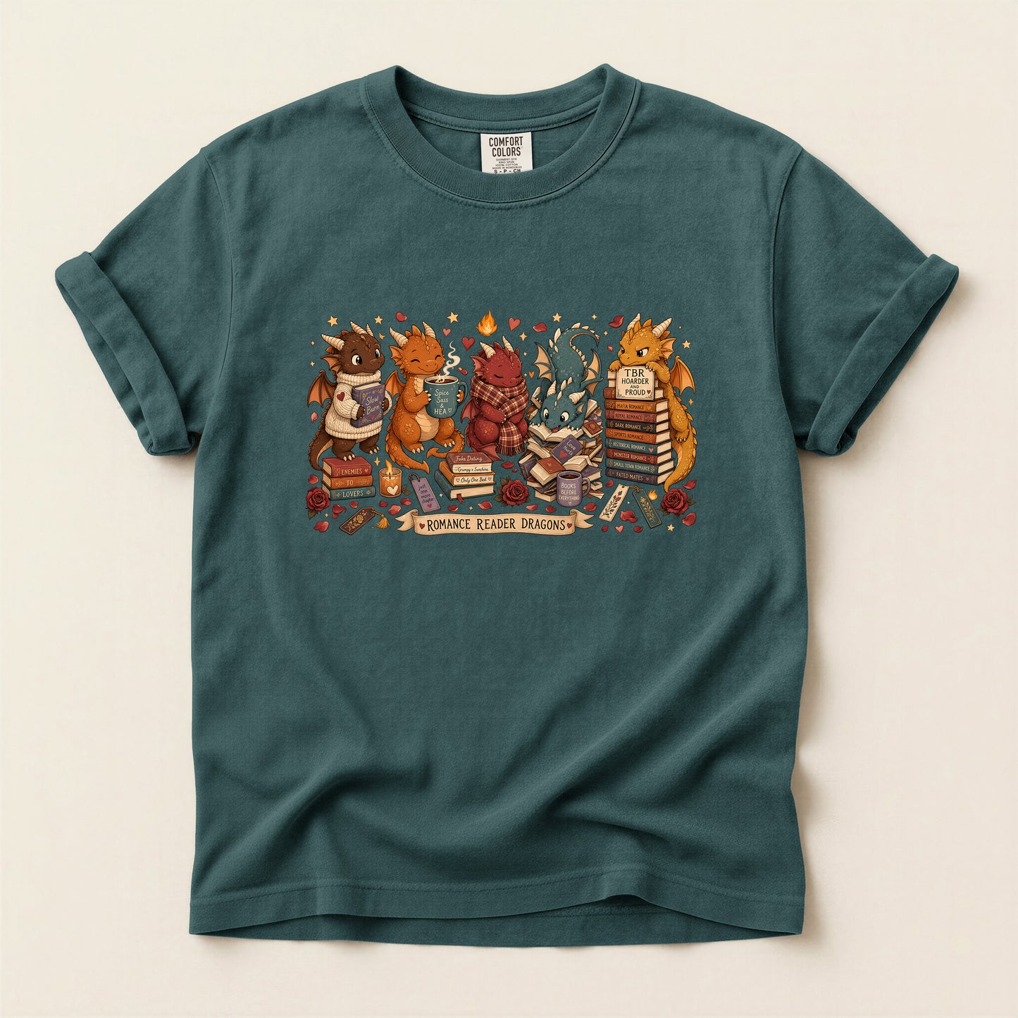 Dragon Book Club T‑Shirt — Cute Reading Dragons Illustration
