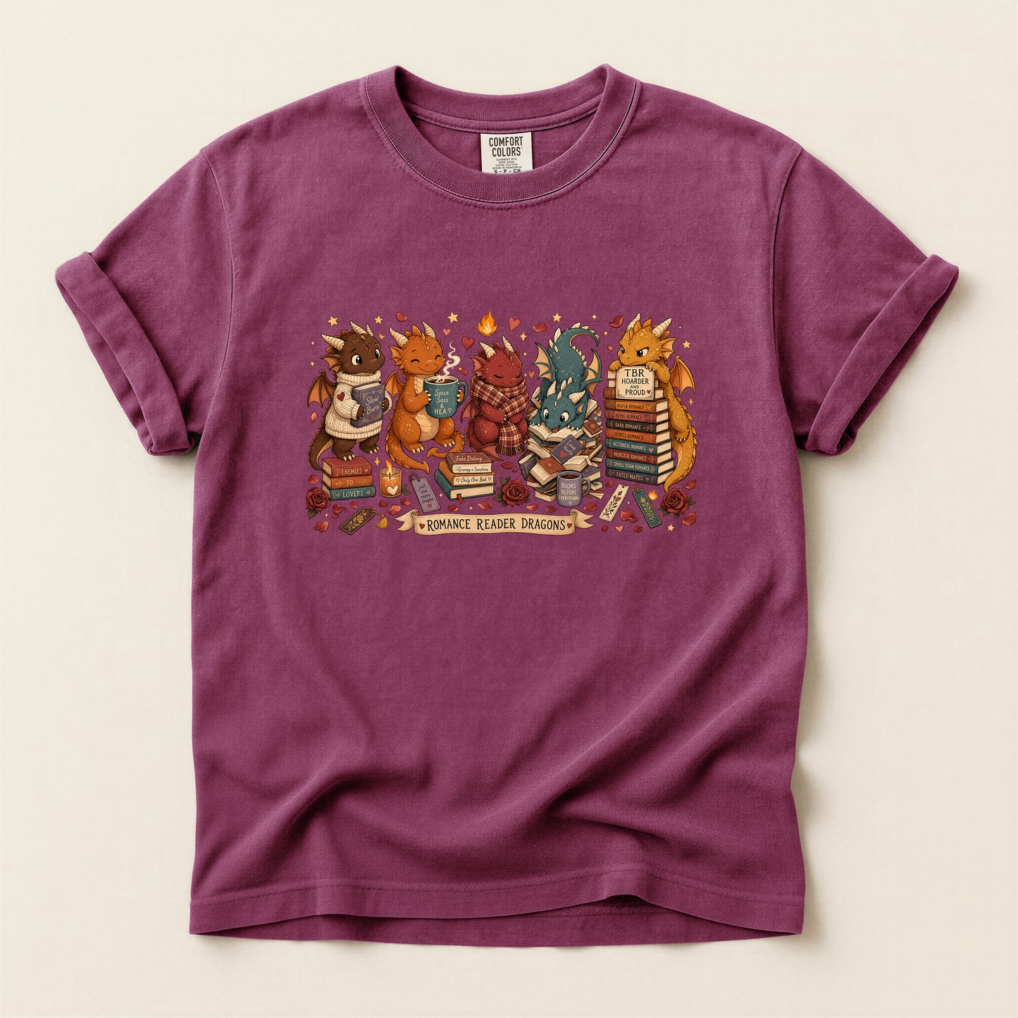 Dragon Book Club T‑Shirt — Cute Reading Dragons Illustration