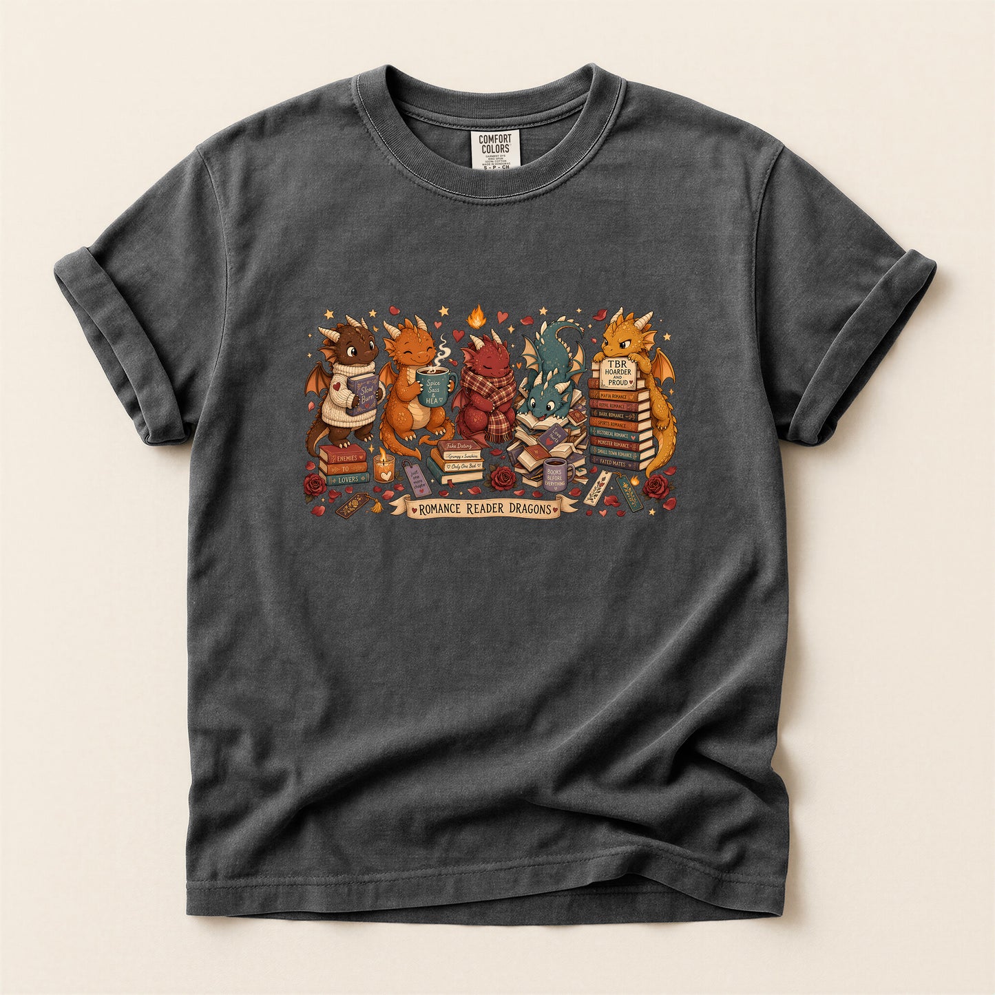 Dragon Book Club T‑Shirt — Cute Reading Dragons Illustration