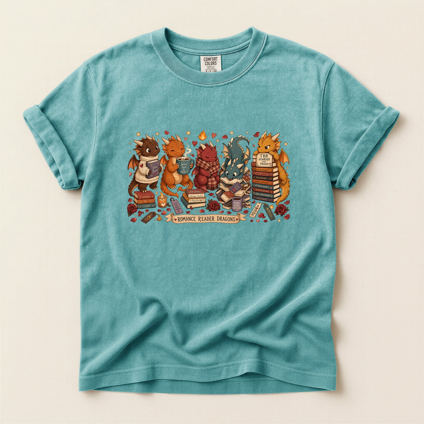 Dragon Book Club T‑Shirt — Cute Reading Dragons Illustration
