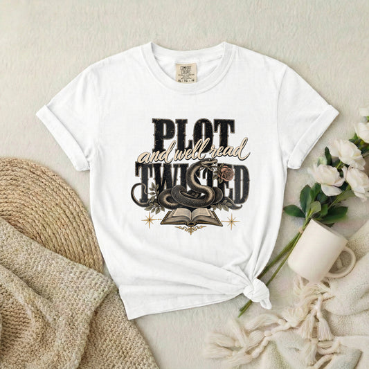 T-Shirt — "Plot and Well Read, Twisted" Booklover Graphic Tee