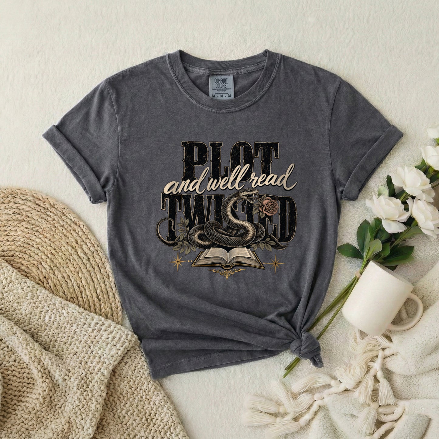 T-Shirt — "Plot and Well Read, Twisted" Booklover Graphic Tee