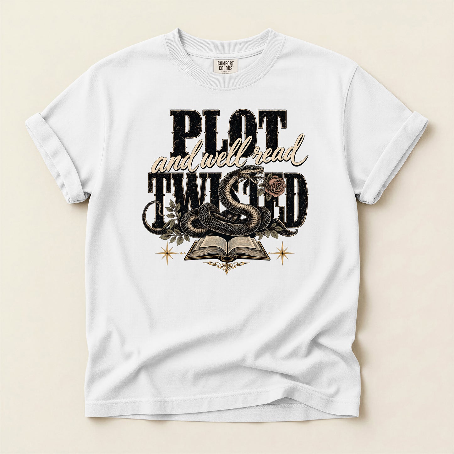 T-Shirt — "Plot and Well Read, Twisted" Booklover Graphic Tee