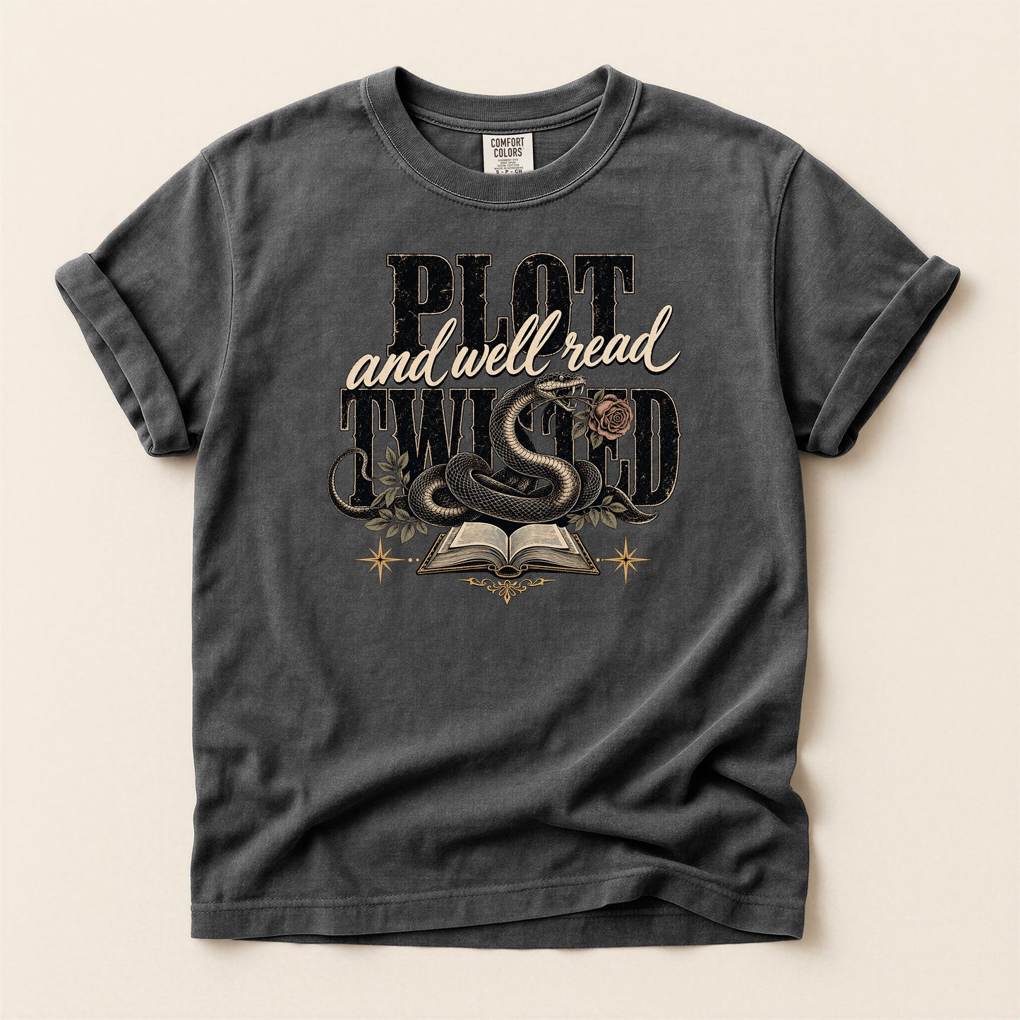 T-Shirt — "Plot and Well Read, Twisted" Booklover Graphic Tee