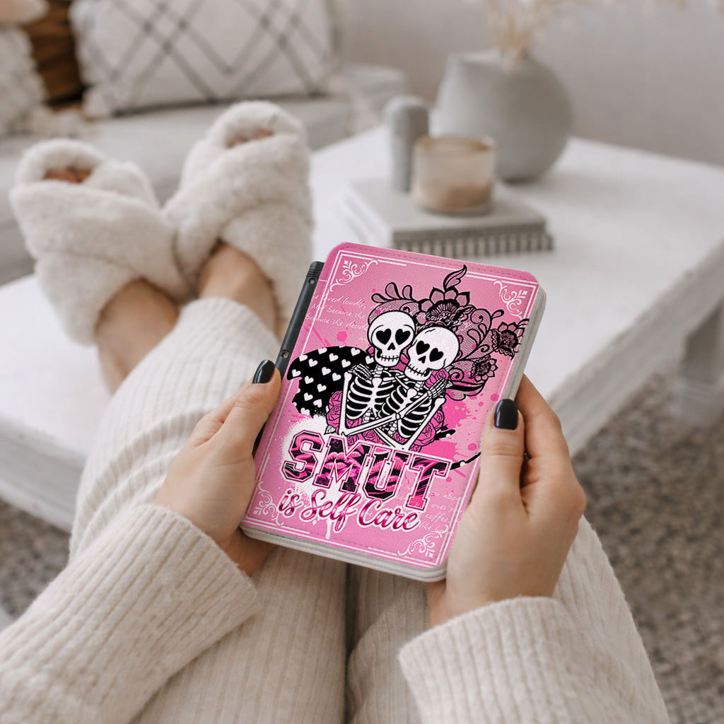 Kindle Case — "Smut Is Self Care" Pink Skull Skeleton Romance E-Reader Cover