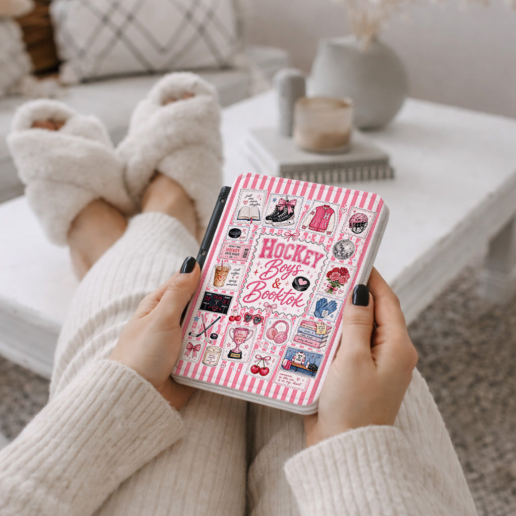Kindle Case — 'Hockey Boys & Booktok' Pink Collage E-Reader Cover