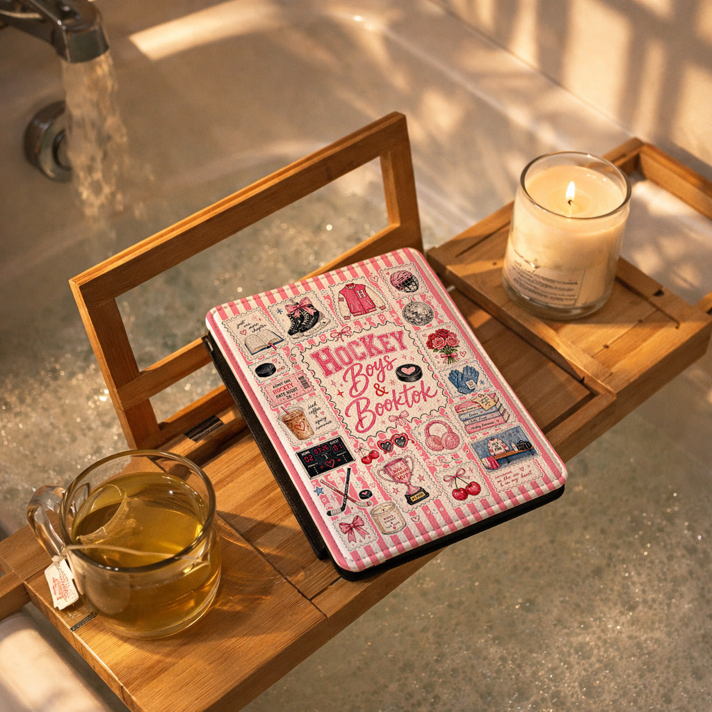 Kindle Case — 'Hockey Boys & Booktok' Pink Collage E-Reader Cover