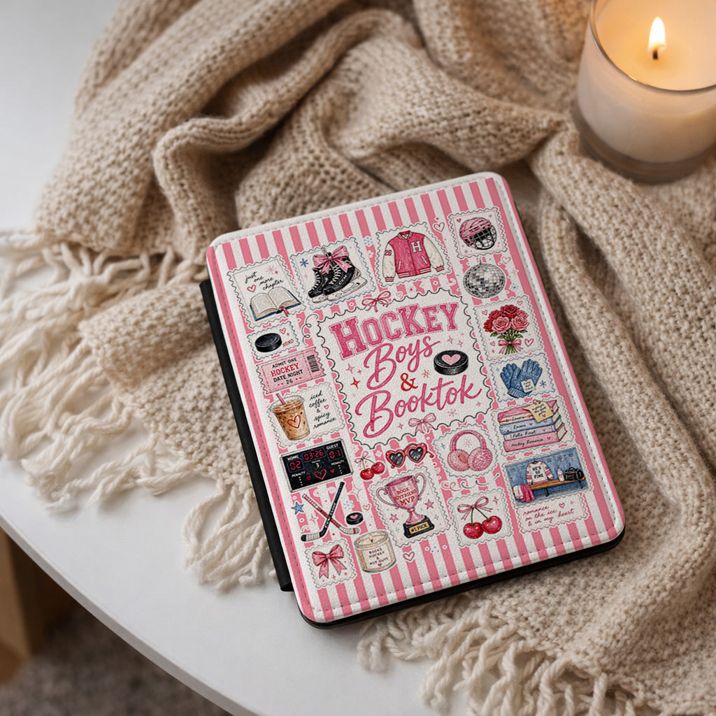Kindle Case — 'Hockey Boys & Booktok' Pink Collage E-Reader Cover