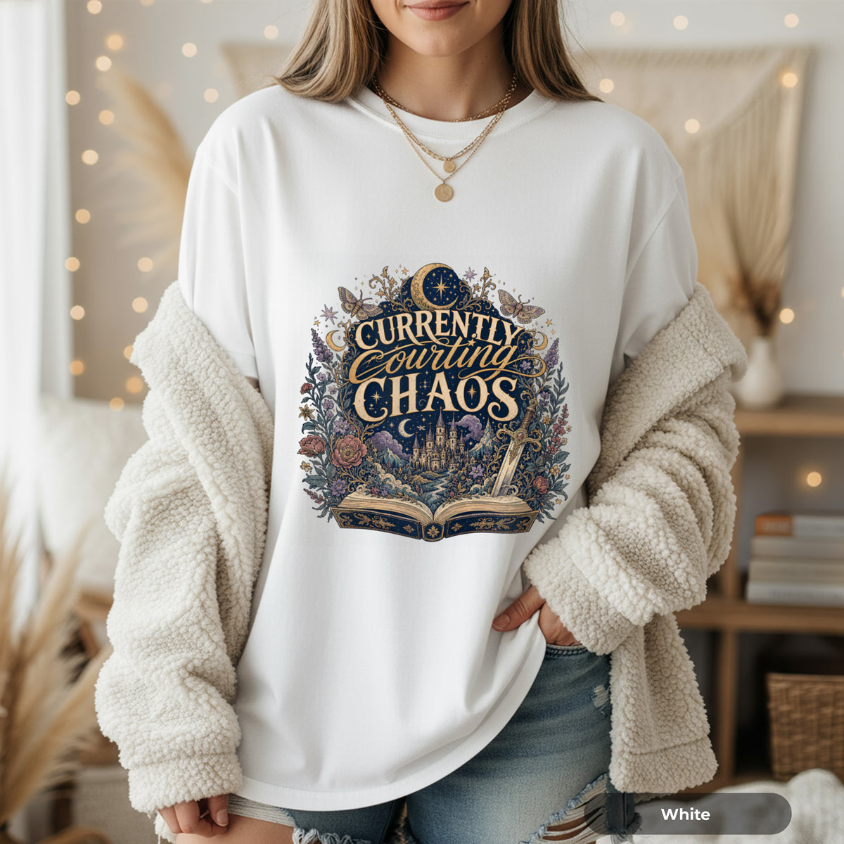 Currently Courting Chaos T-Shirt — Witchy Bookish Graphic Tee