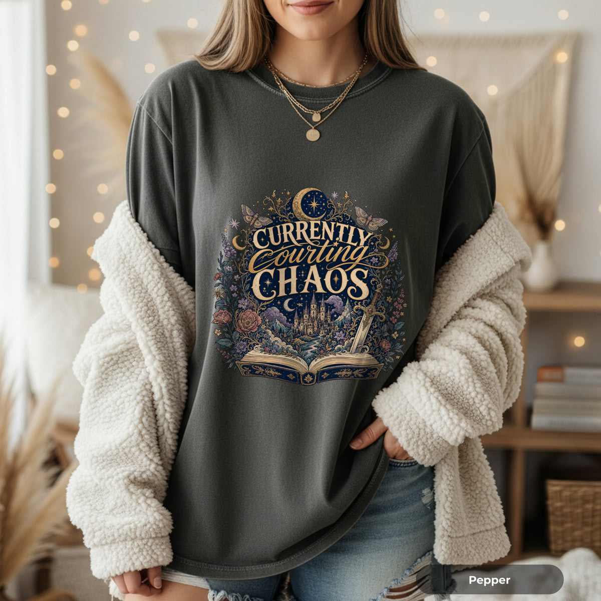 Currently Courting Chaos T-Shirt — Witchy Bookish Graphic Tee