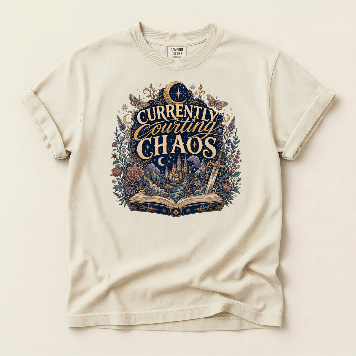 Currently Courting Chaos T-Shirt — Witchy Bookish Graphic Tee