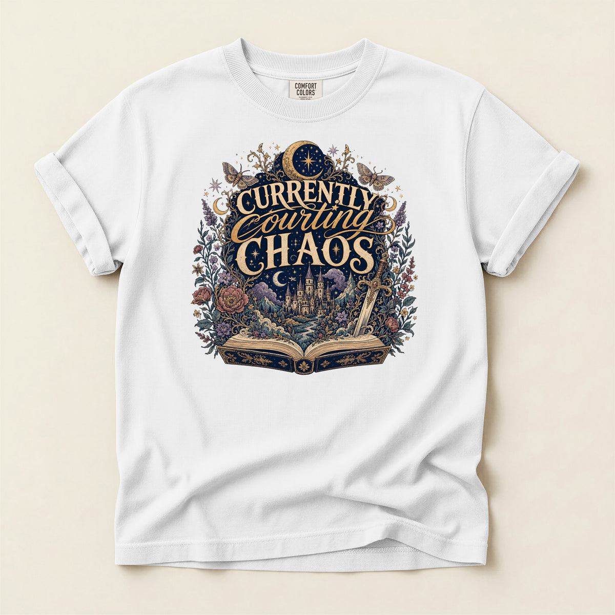 Currently Courting Chaos T-Shirt — Witchy Bookish Graphic Tee
