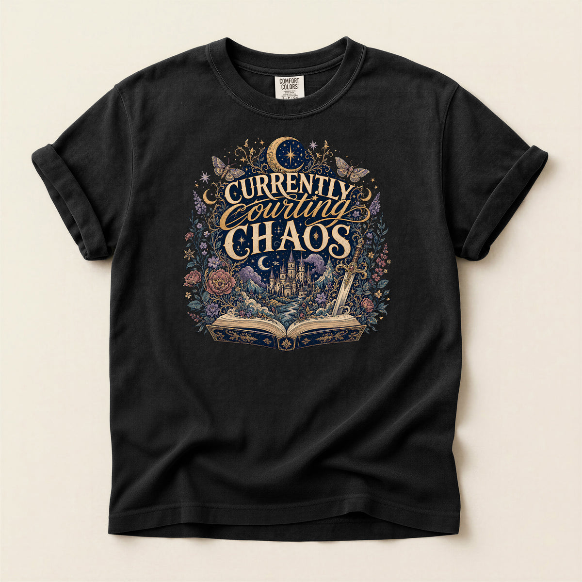 Currently Courting Chaos T-Shirt — Witchy Bookish Graphic Tee