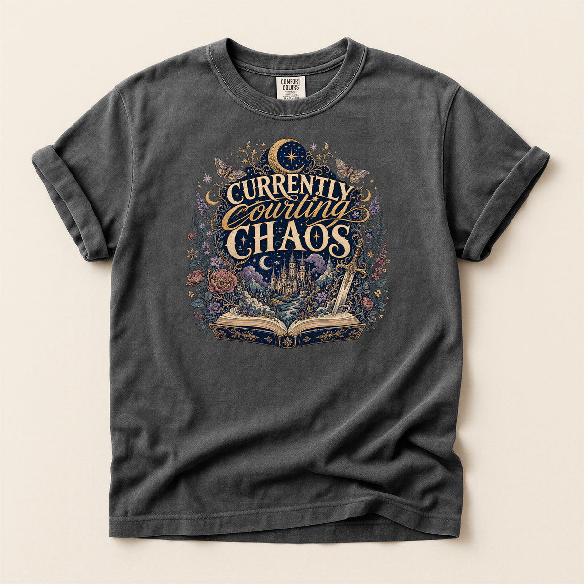 Currently Courting Chaos T-Shirt — Witchy Bookish Graphic Tee
