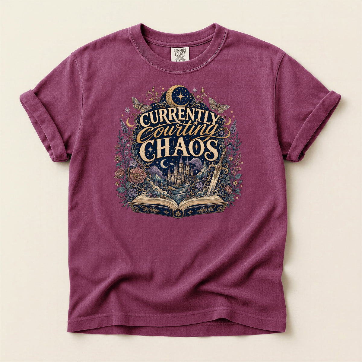 Currently Courting Chaos T-Shirt — Witchy Bookish Graphic Tee
