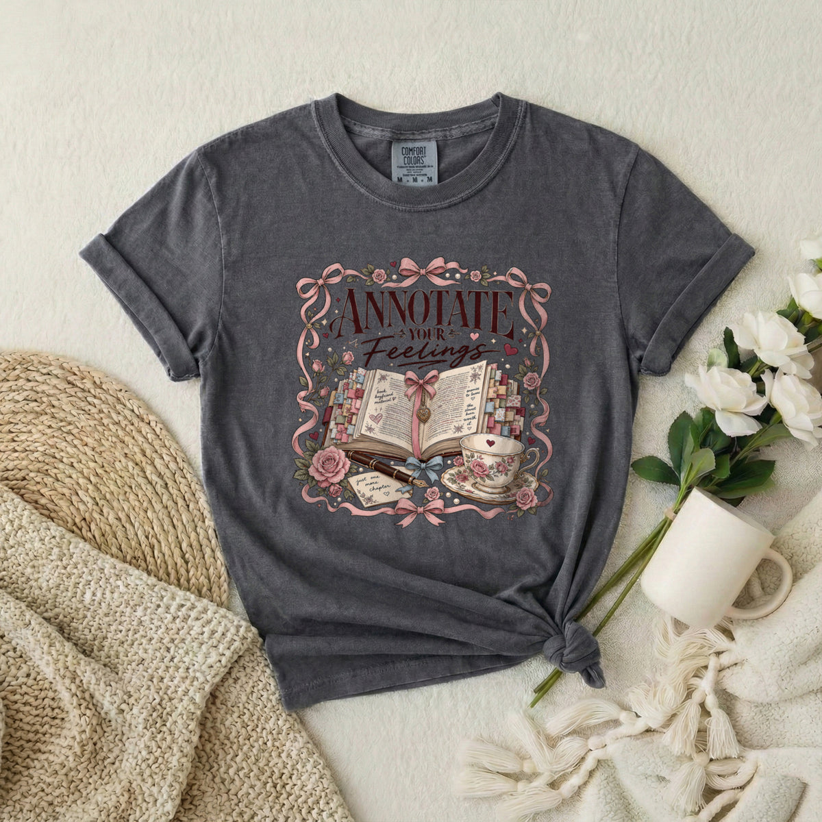 Annotate Your Feelings Journal Tee — Literary Floral Graphic T-Shirt