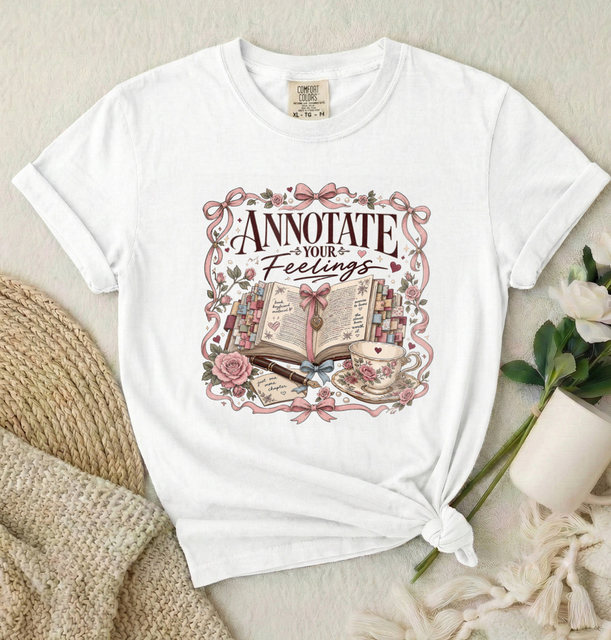 Annotate Your Feelings Journal Tee — Literary Floral Graphic T-Shirt