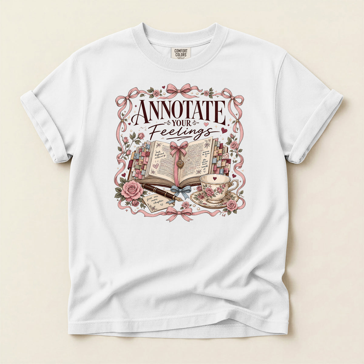 Annotate Your Feelings Journal Tee — Literary Floral Graphic T-Shirt