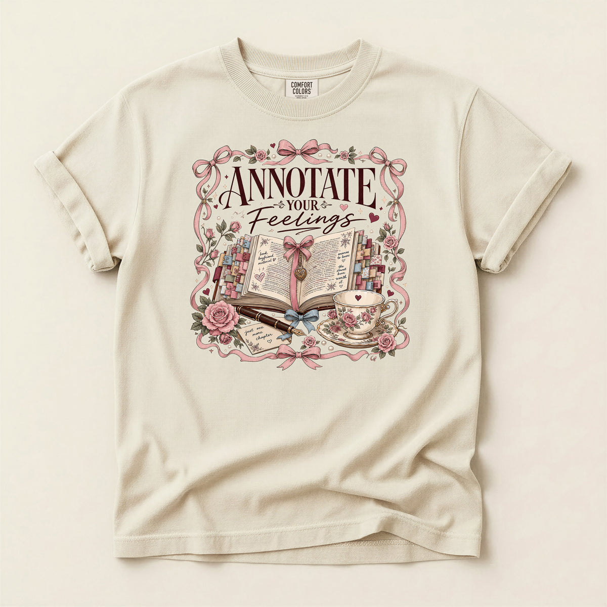 Annotate Your Feelings Journal Tee — Literary Floral Graphic T-Shirt