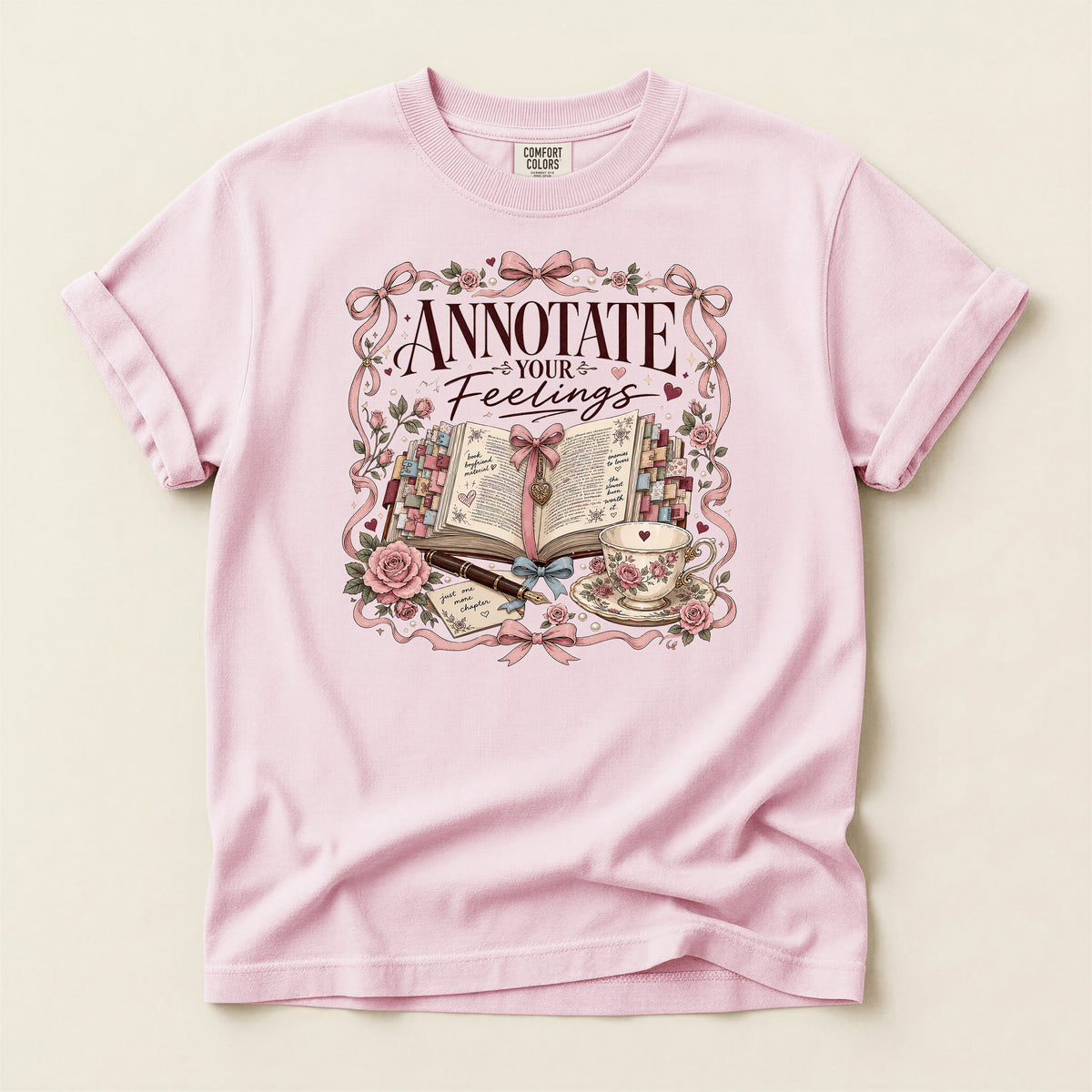Annotate Your Feelings Journal Tee — Literary Floral Graphic T-Shirt