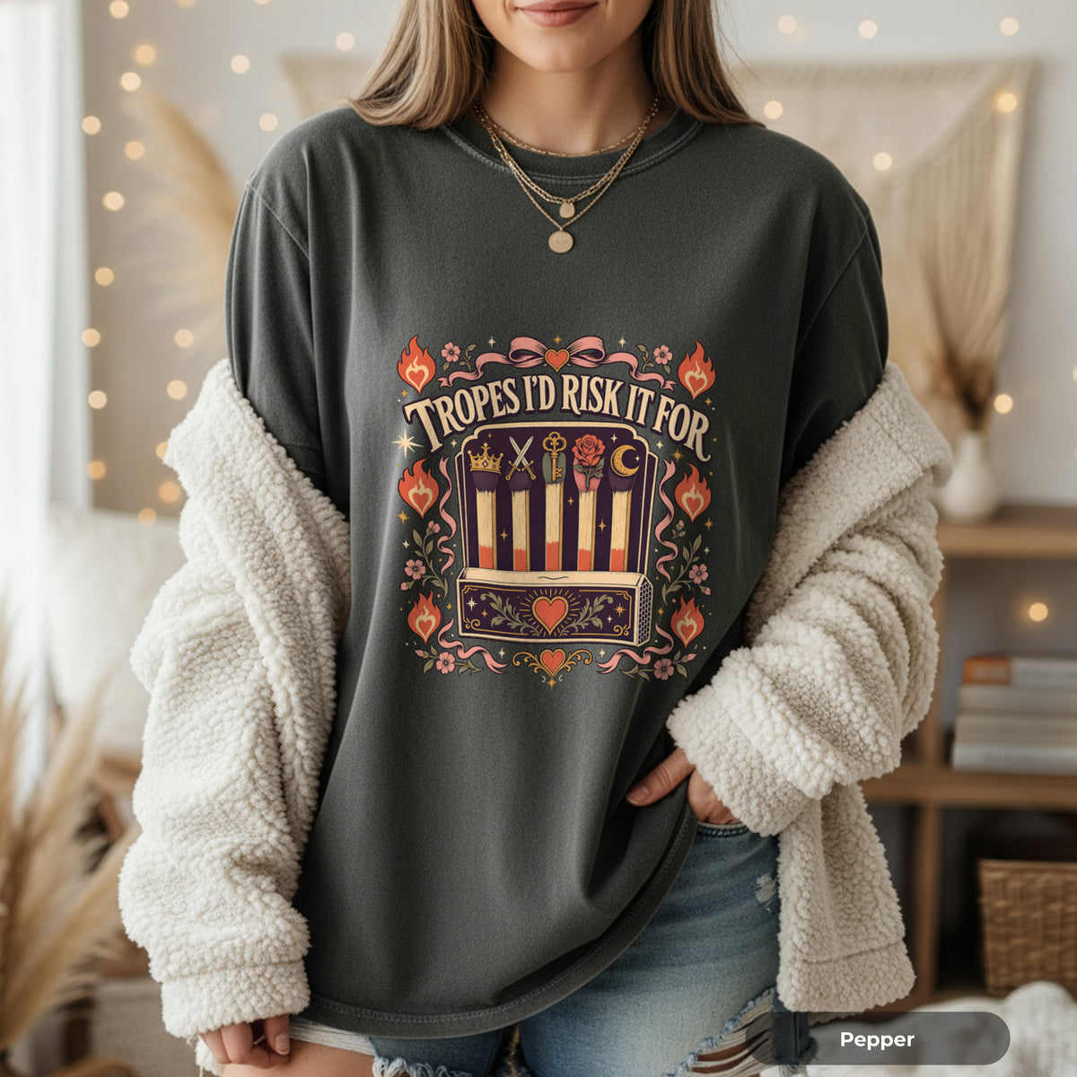 T-Shirt — “Tropes I’d Risk It For” Retro Matchbox Graphic