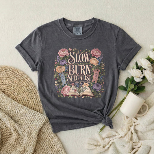 Slow Burn Specialist T-Shirt — Floral Vintage Witchy Graphic Tee