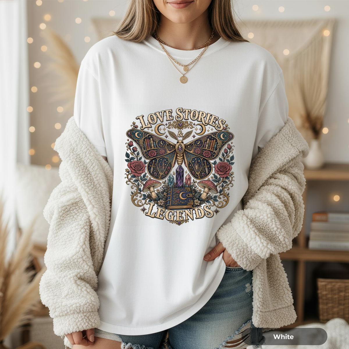 Moth & Rose 'Love Stories & Legends' Graphic T‑Shirt