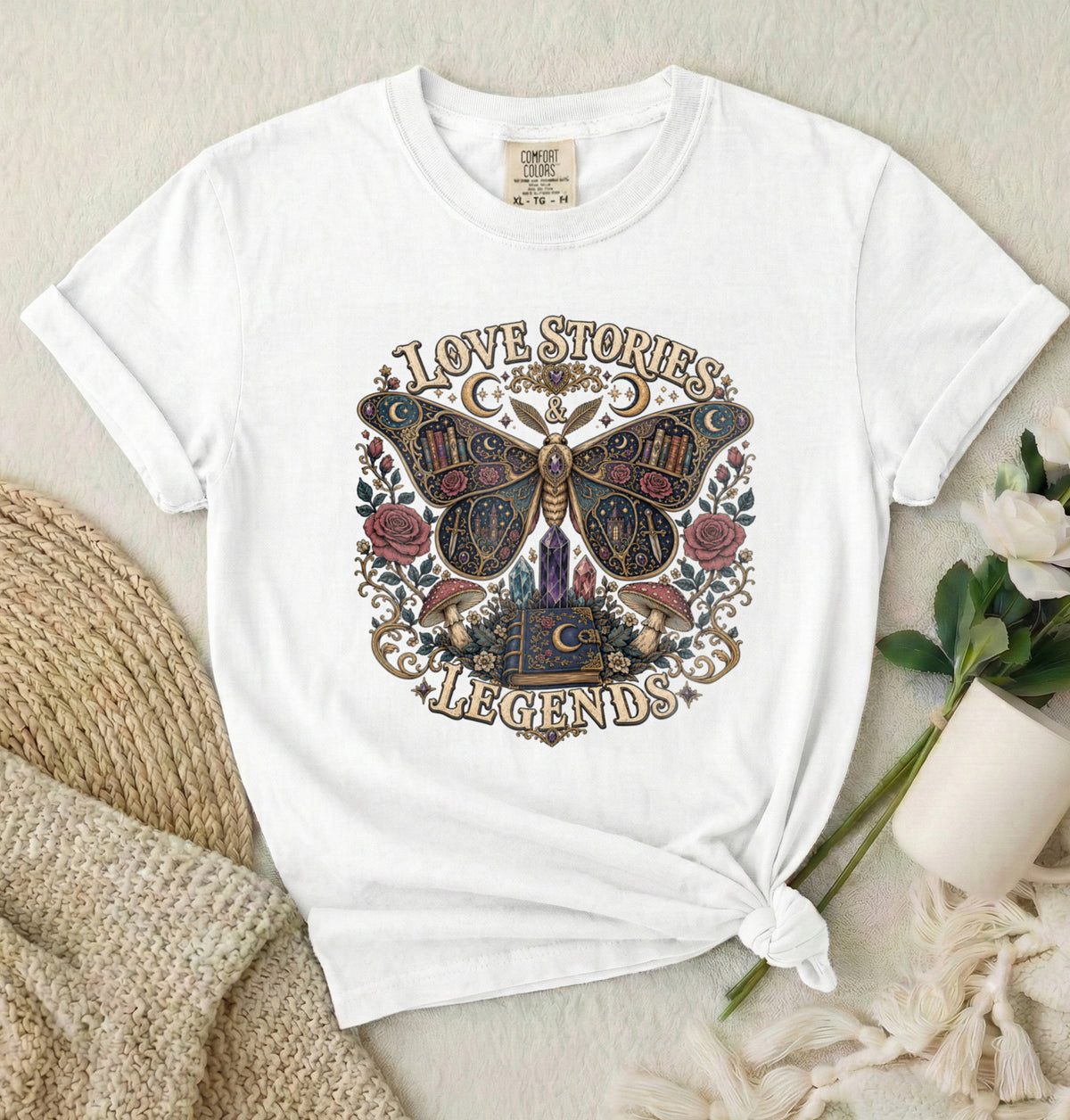 Moth & Rose 'Love Stories & Legends' Graphic T‑Shirt