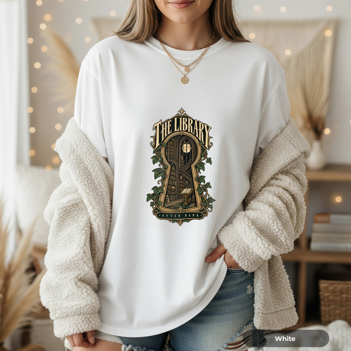 Library Key T-Shirt — Vintage Book Nook Graphic Tee