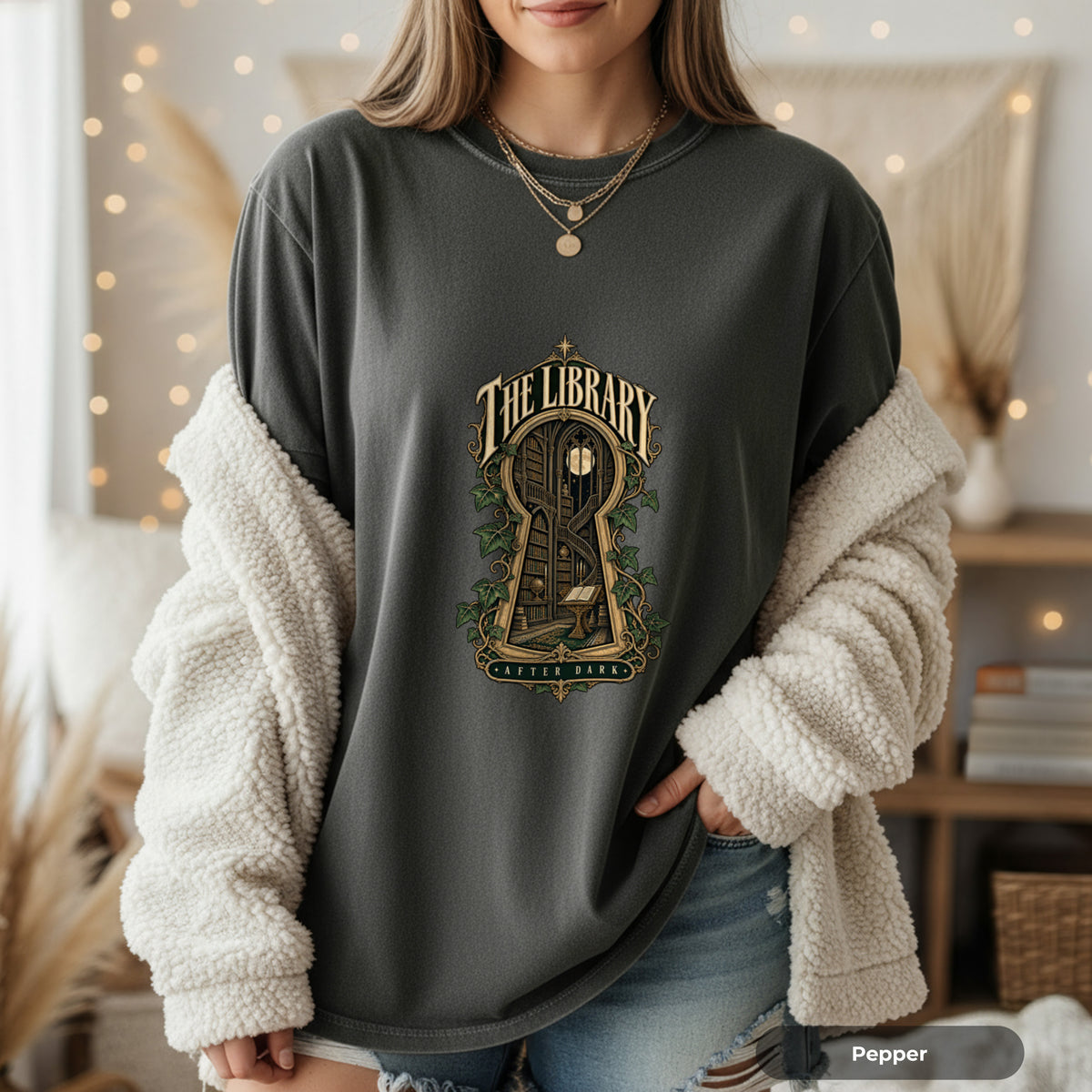 Library Key T-Shirt — Vintage Book Nook Graphic Tee