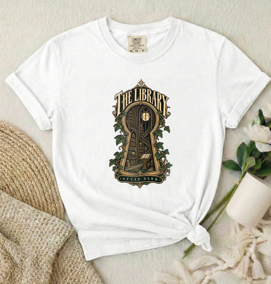 Library Key T-Shirt — Vintage Book Nook Graphic Tee