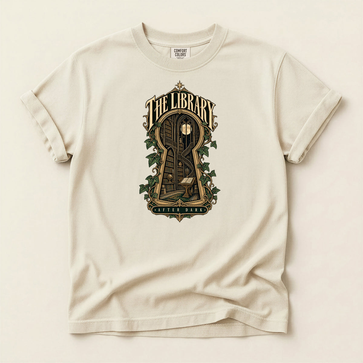Library Key T-Shirt — Vintage Book Nook Graphic Tee