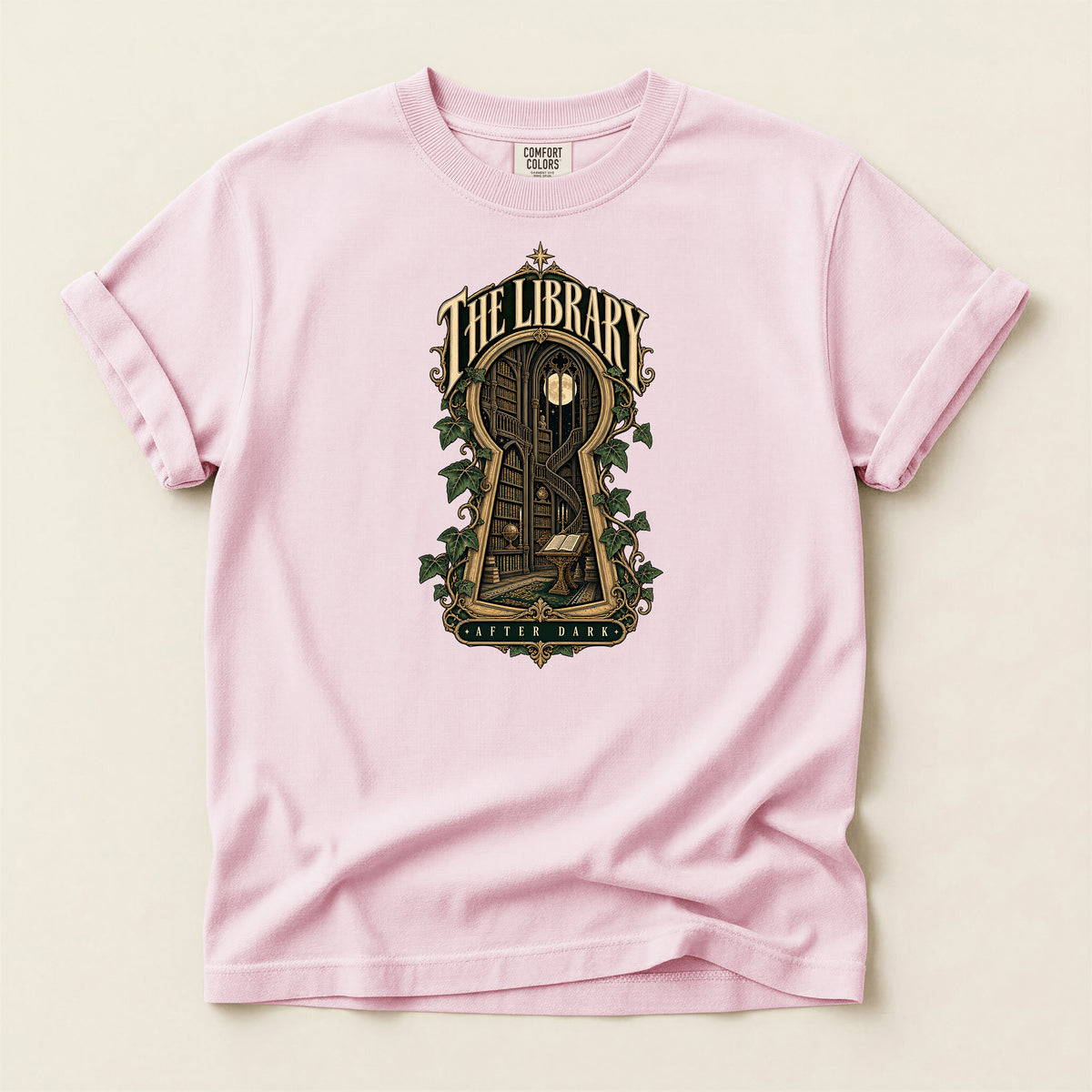 Library Key T-Shirt — Vintage Book Nook Graphic Tee