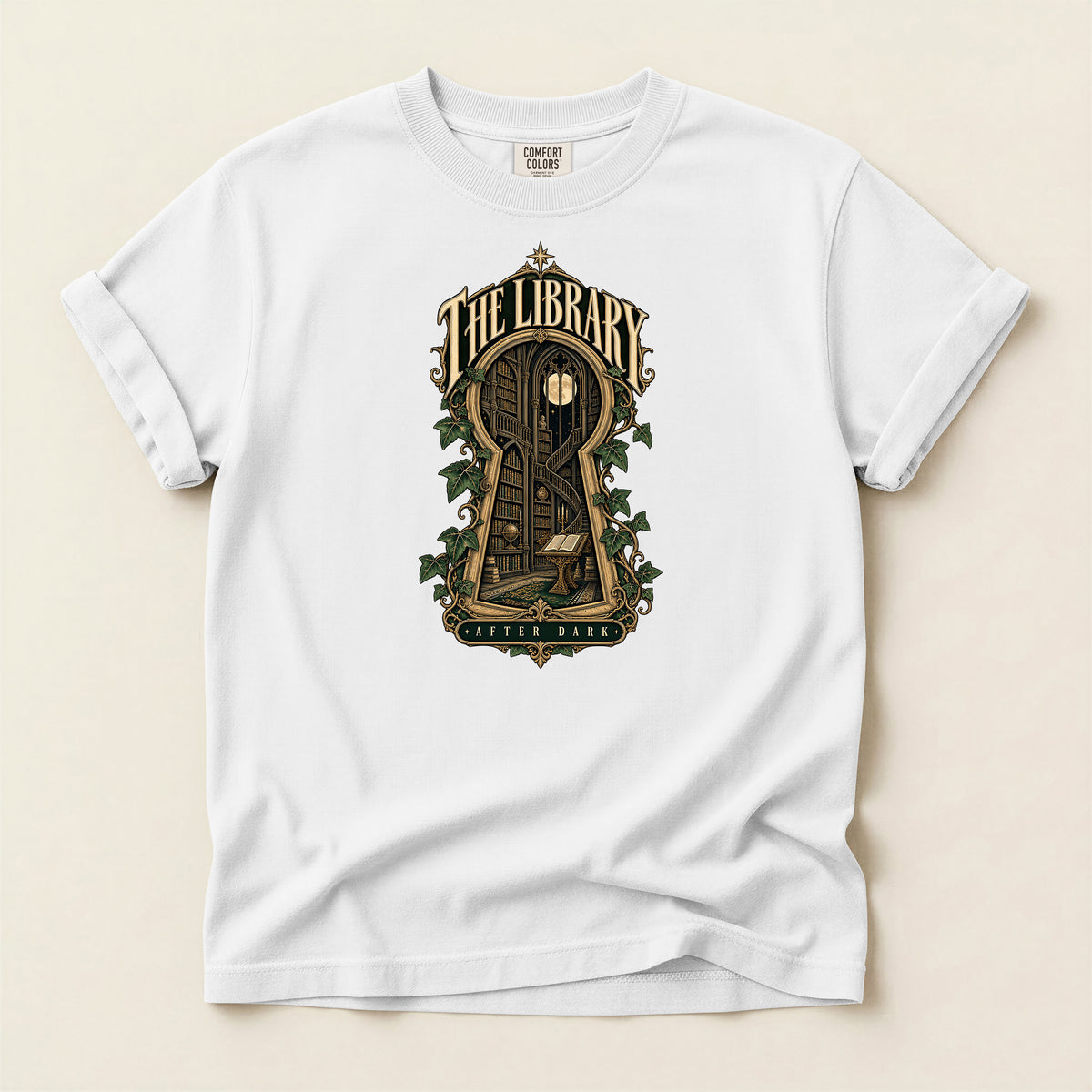 Library Key T-Shirt — Vintage Book Nook Graphic Tee