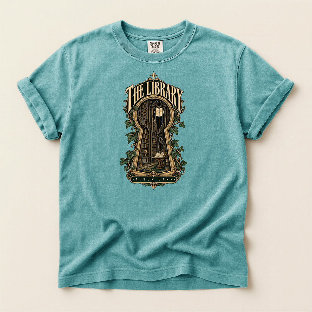 Library Key T-Shirt — Vintage Book Nook Graphic Tee