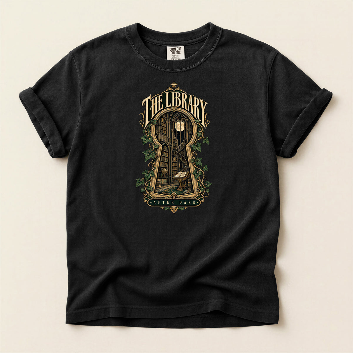 Library Key T-Shirt — Vintage Book Nook Graphic Tee