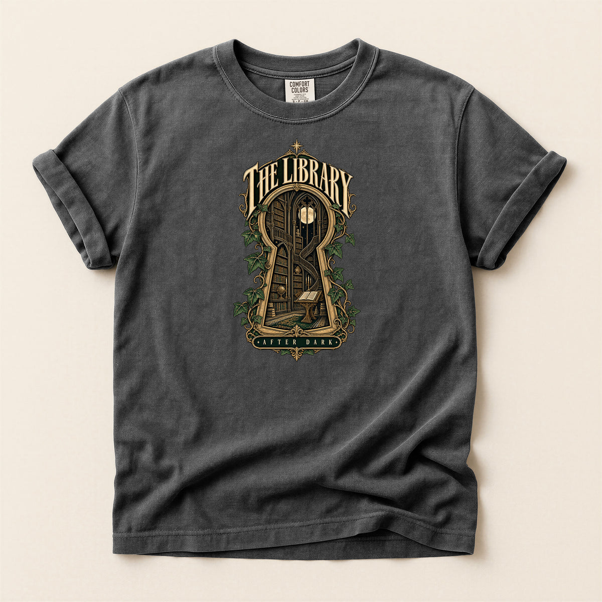 Library Key T-Shirt — Vintage Book Nook Graphic Tee