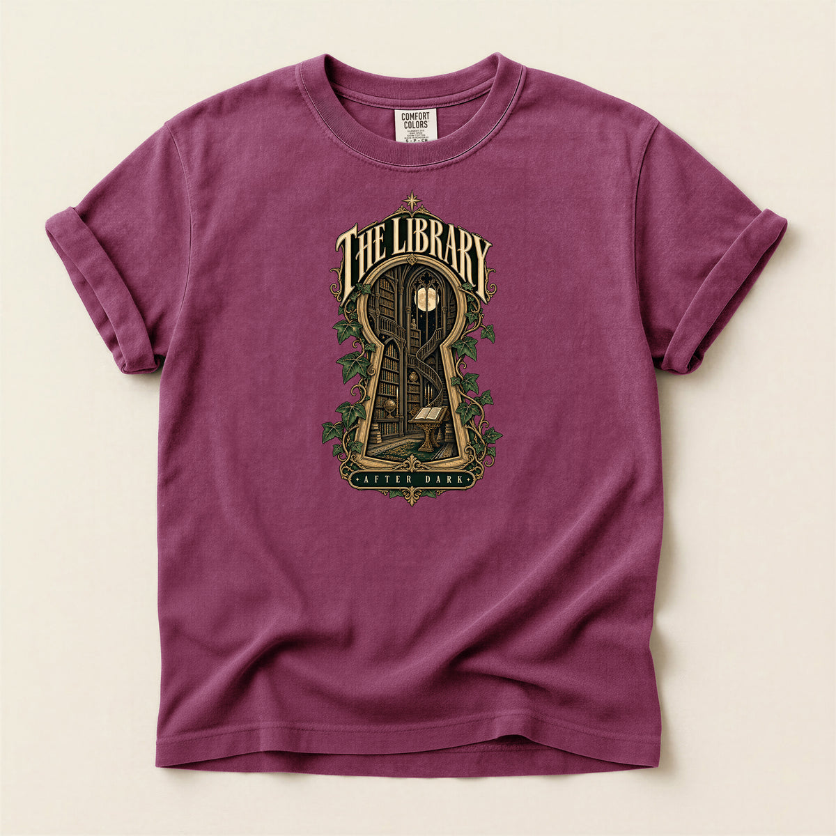 Library Key T-Shirt — Vintage Book Nook Graphic Tee
