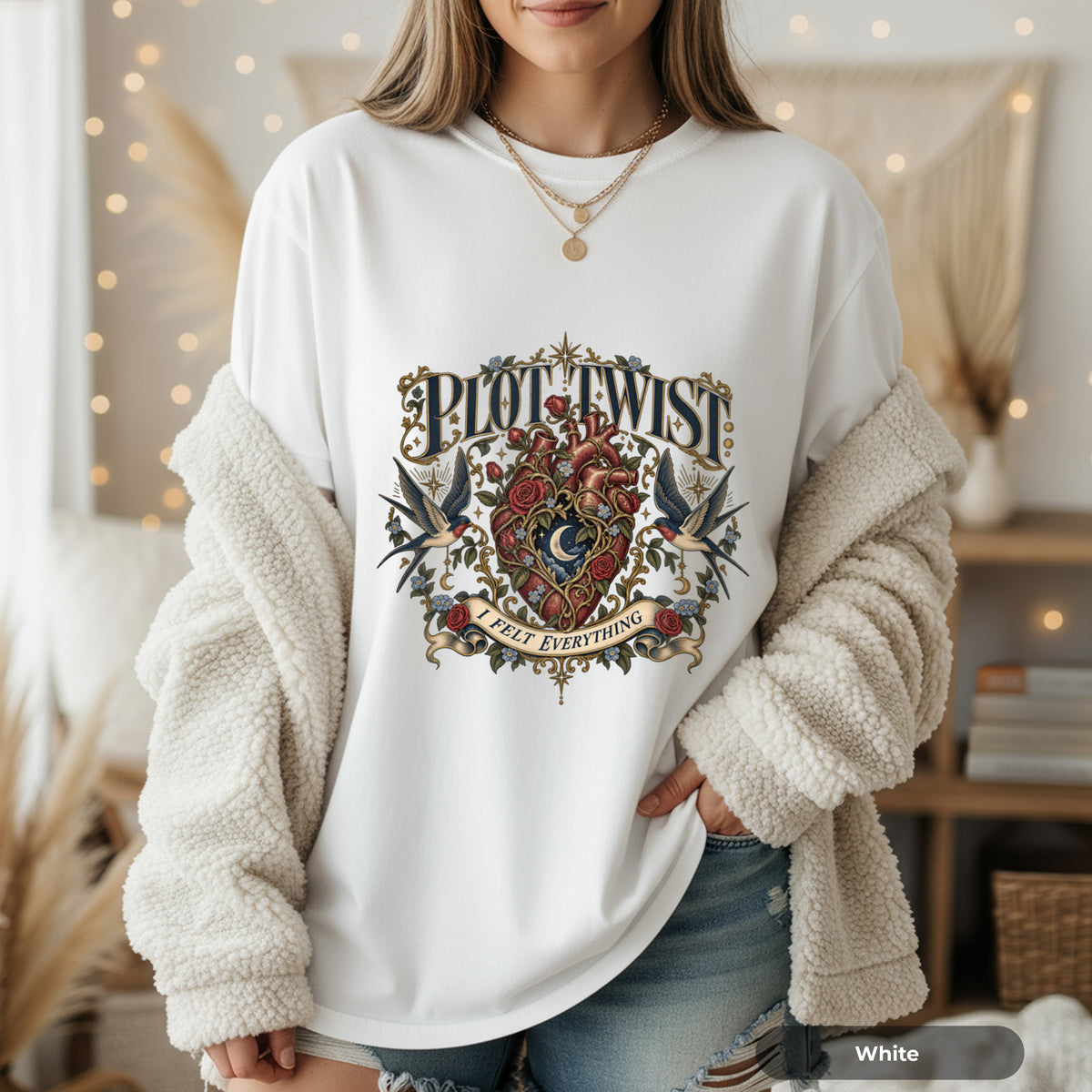 Plot Twist Heart Graphic T-Shirt — 'I Felt Everything' Vintage Tattoo Style Tee