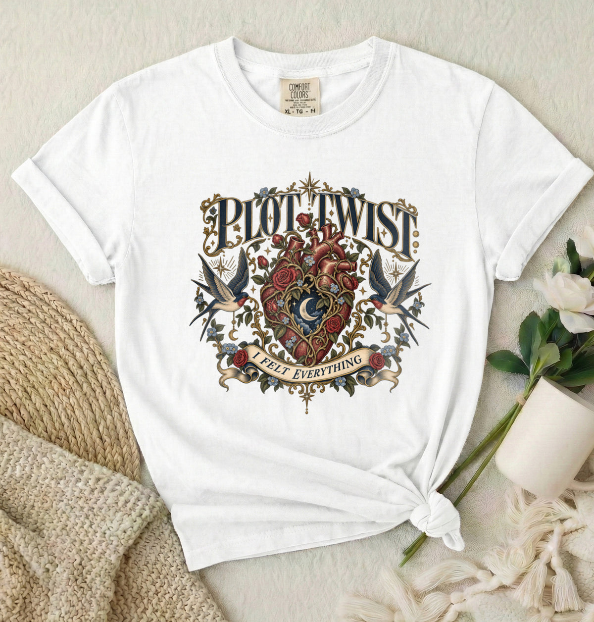 Plot Twist Heart Graphic T-Shirt — 'I Felt Everything' Vintage Tattoo Style Tee